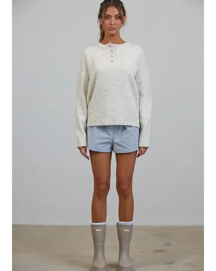 Honey Slouchy Henley Sweater