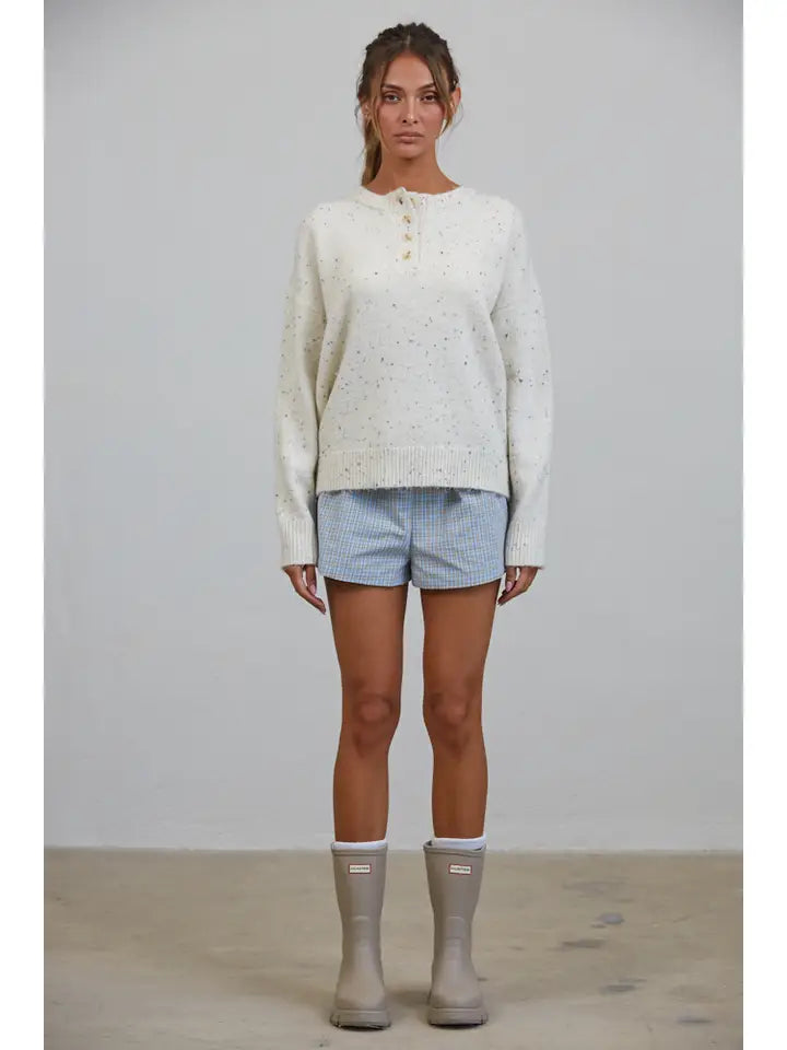 Honey Slouchy Henley Sweater