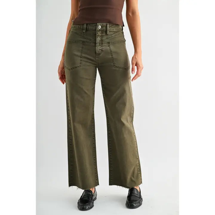 High-Rise Wide Leg Ankle Front Yoke