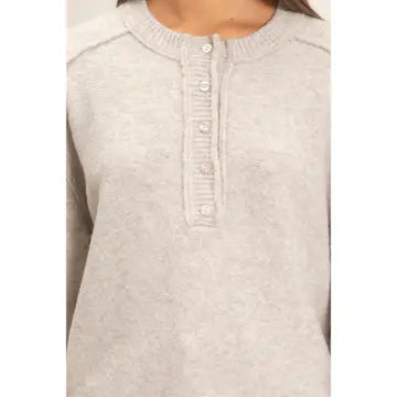 Cozy Reverse Seam Henley Sweater