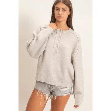 Cozy Reverse Seam Henley Sweater