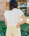 She & Sky Women's Lemon Graphic Short Sleeve Knit Sweater Top
