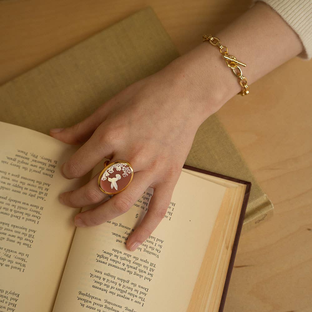 Hummingbird Cameo Ring