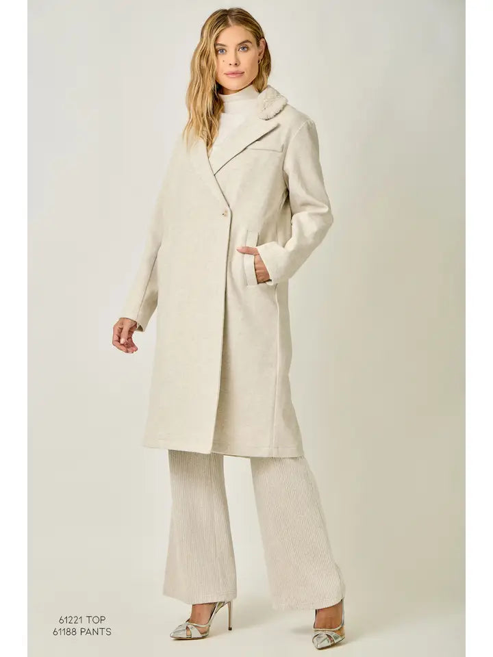 Mystree Fur Collar Long Coat