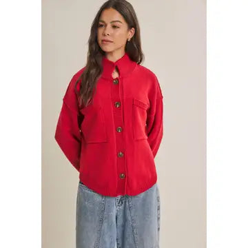 Minimal Day Oversized High Neck Sweater Jacket with Pockets