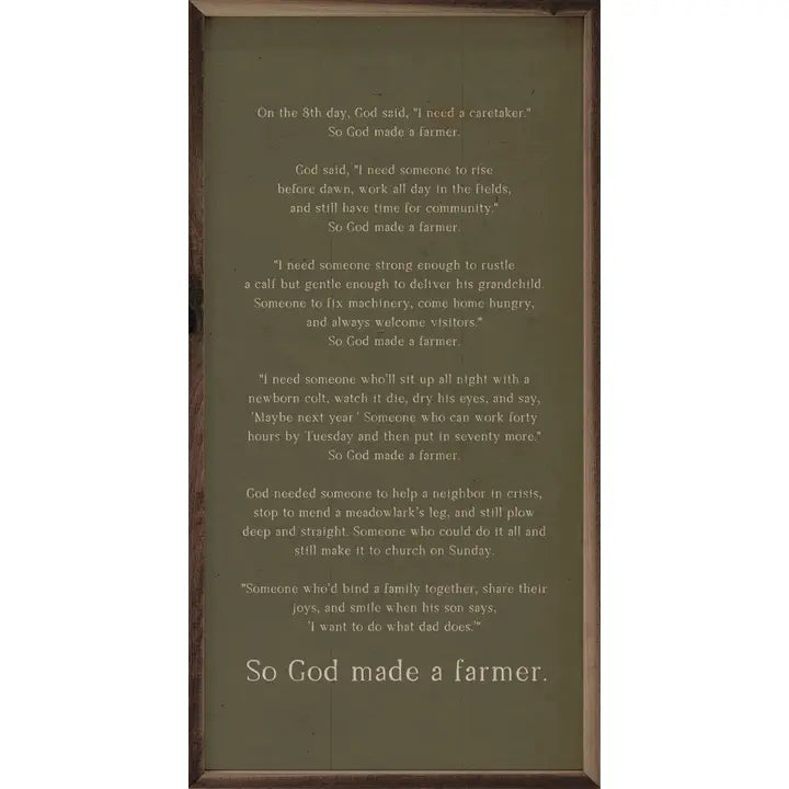 So God Made A Farmer Speech Green 8x16