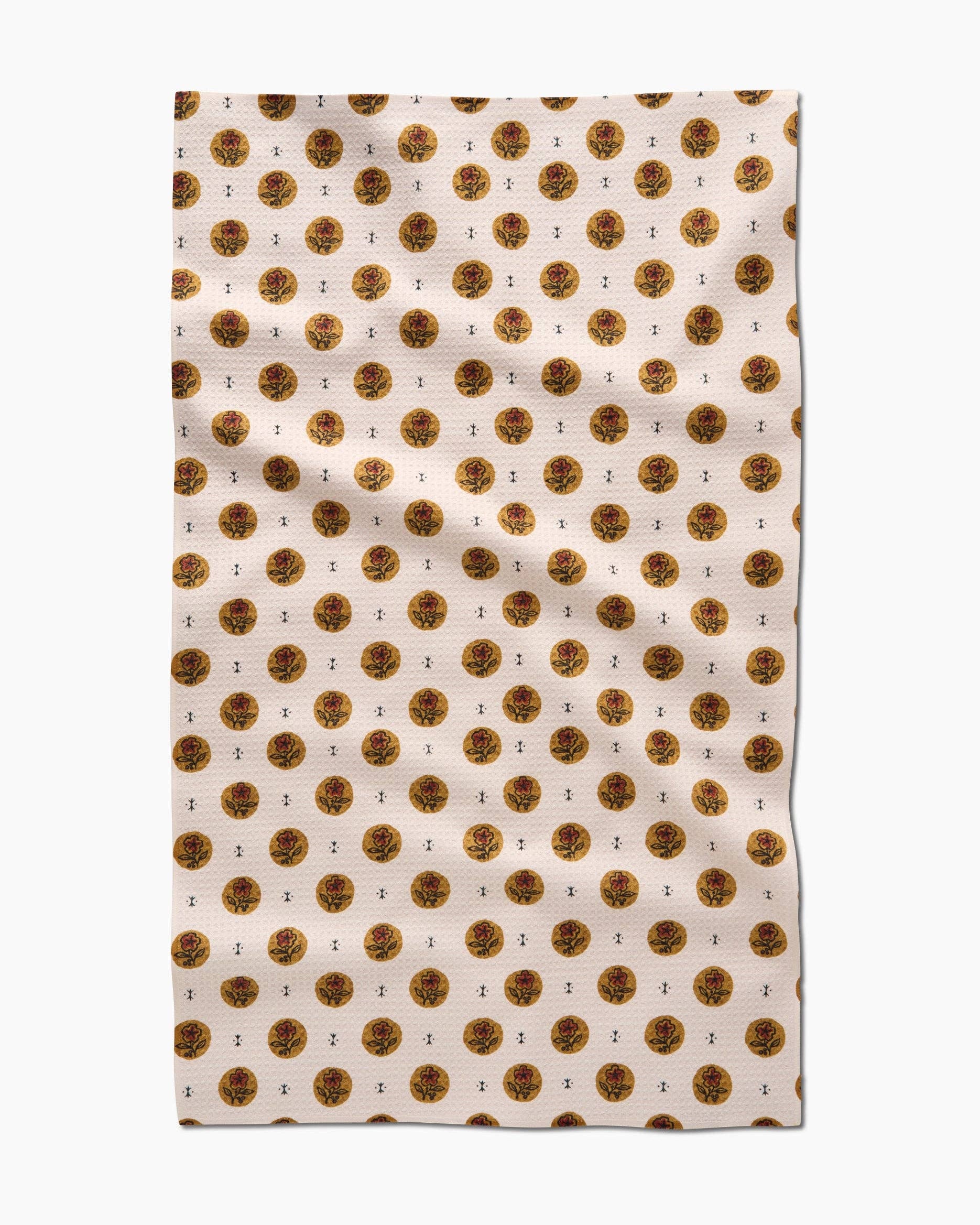 Artisanal Floral Cream Tea Towel