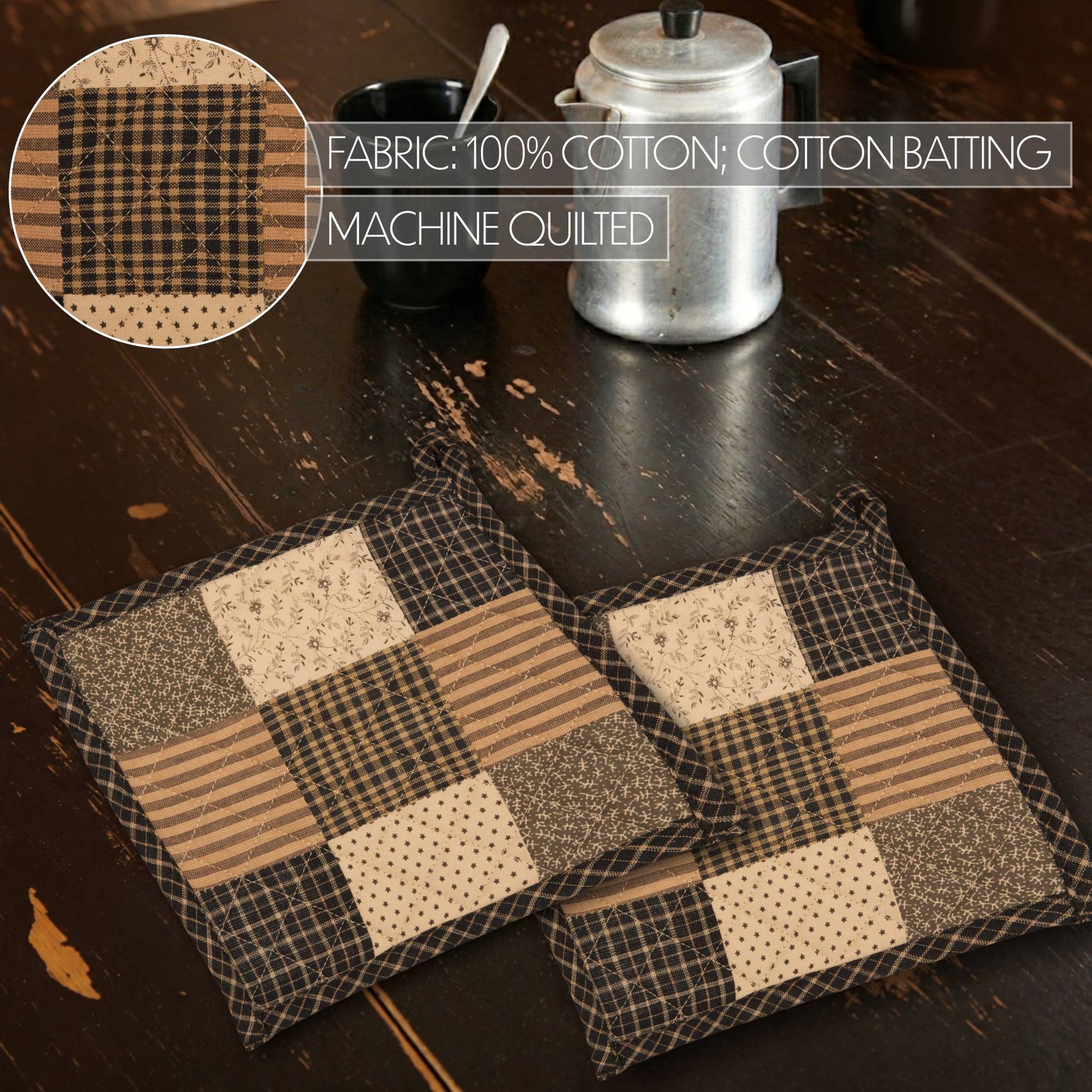 Kettle Grove Pot Holder Patchwork Blocks Set of 2 8x8