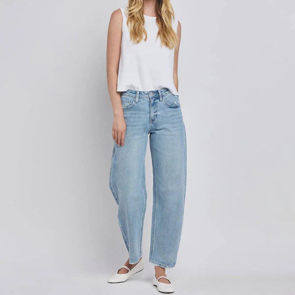Suave High Rise Barrel Jeans by Lovervet