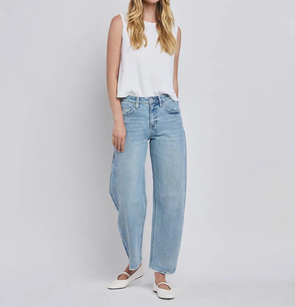 Suave High Rise Barrel Jeans by Lovervet