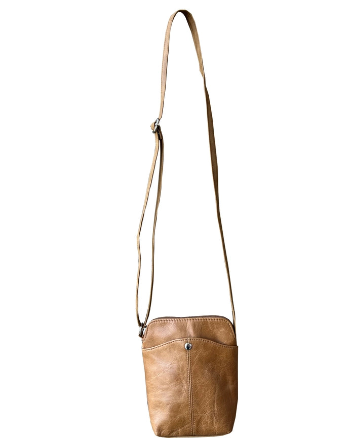 Genuine Cowhide Leather Mini Crossbody Bag & Multi-Pocket Phone Pouch