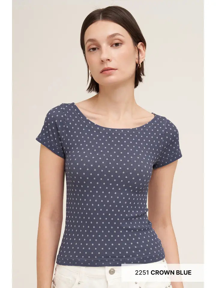 Reversible Polka Dot Short Sleeve Top