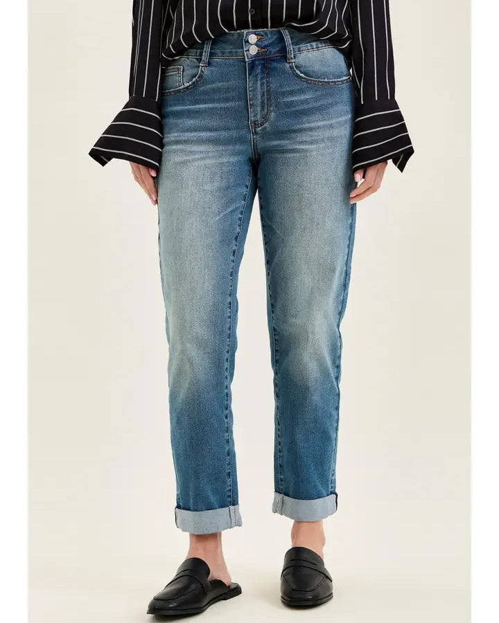 Judy Blue Cross-Back Boyfriend Jeans