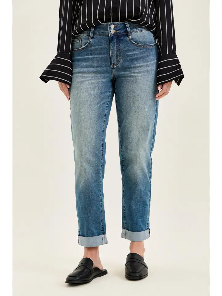 Judy Blue Cross-Back Boyfriend Jeans