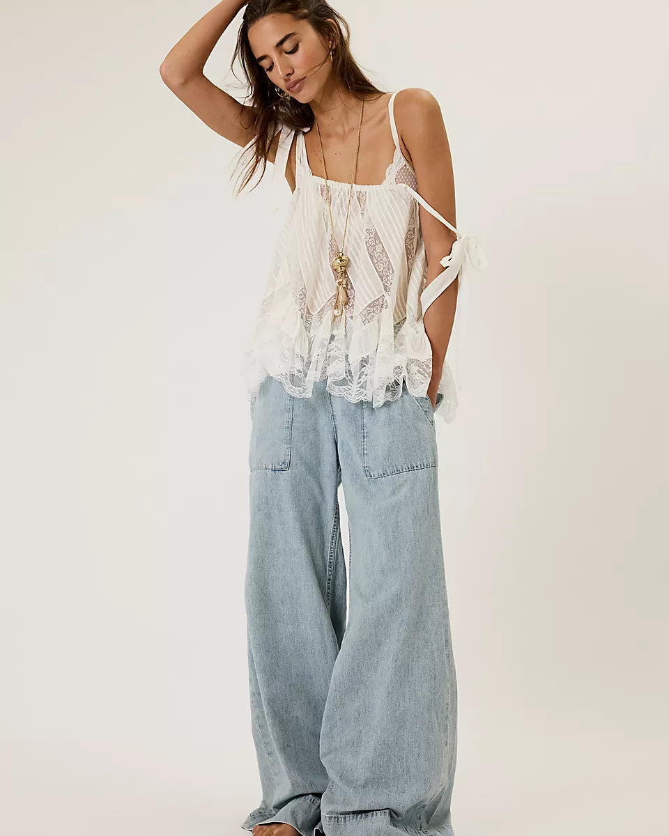 Free People We The Free Breezy Wide-Leg Pull-On Jeans