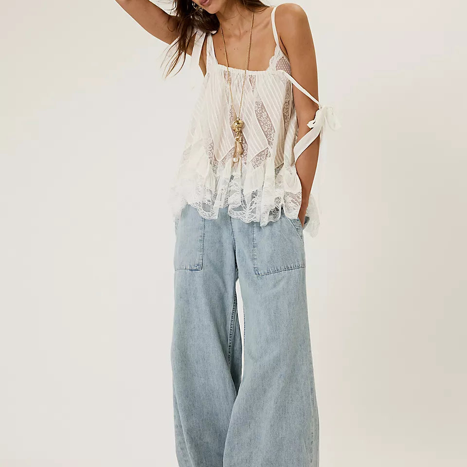Free People We The Free Breezy Wide-Leg Pull-On Jeans