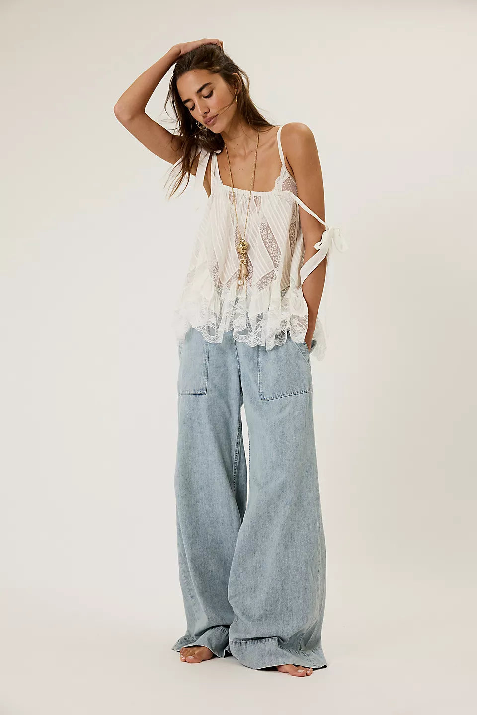 Free People We The Free Breezy Wide-Leg Pull-On Jeans