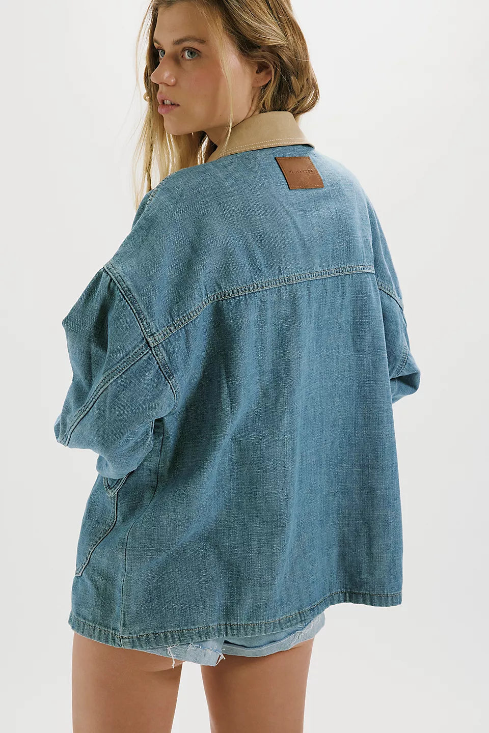 We The Free Lemon Oversized Denim Jacket with Canvas Collar