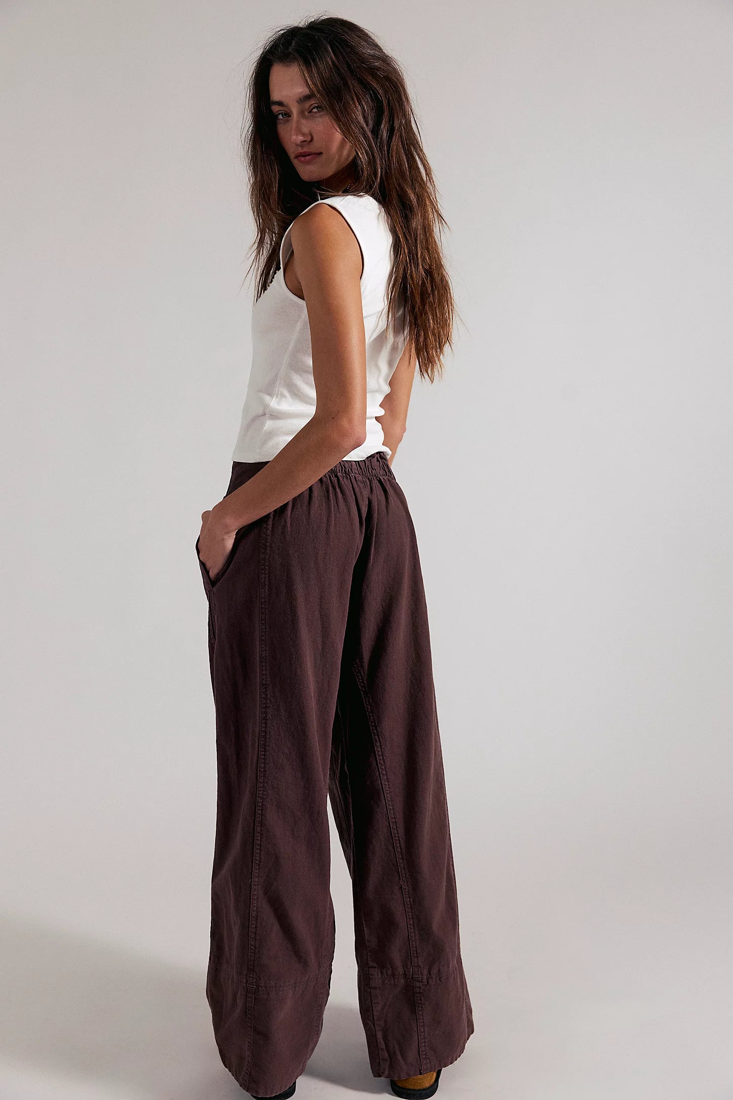 Days End Wide-Leg Linen Pull-On Pants