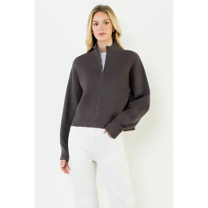 High Neck Zip Up Jacket