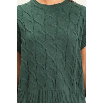 Cable Knit Cap Sleeve Sweater