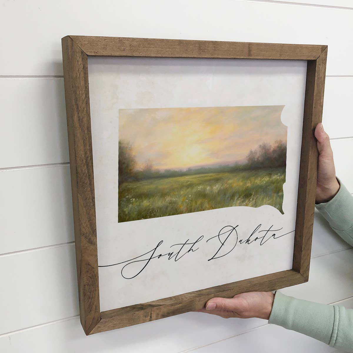 Personalized State Wall Art - Wood Frame - Custom Canvas Art - South Dakota