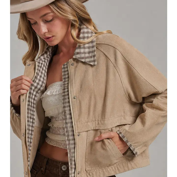 Vintage Twill & Gingham Accent Jacket