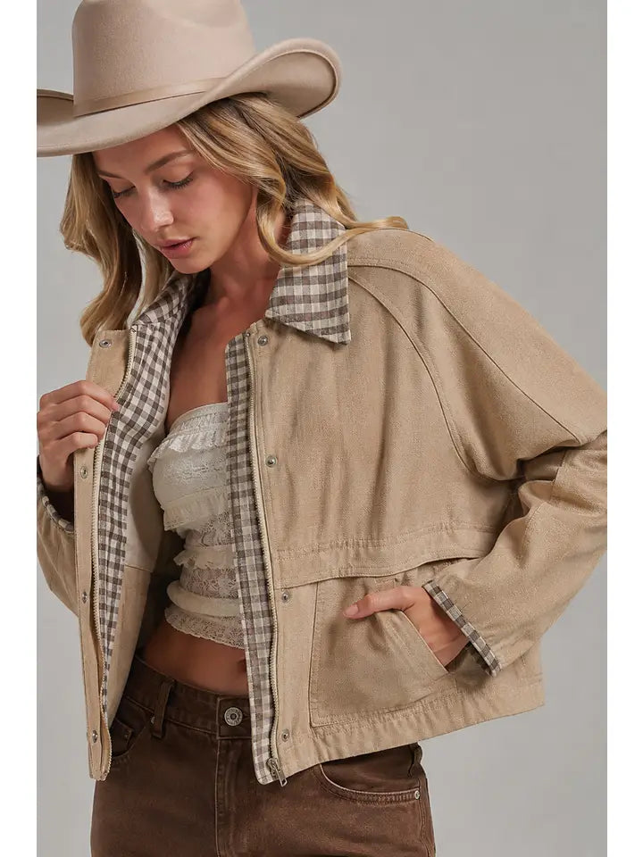 Vintage Twill & Gingham Accent Jacket