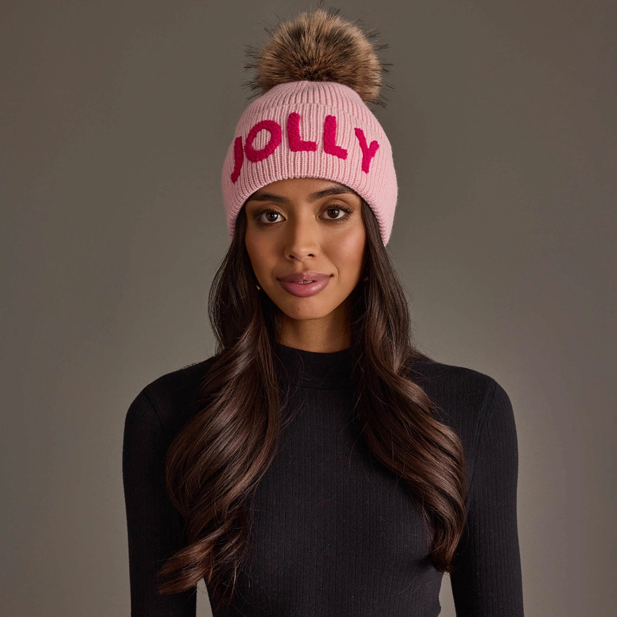 Panache Pink Jolly Knit Pom Hat