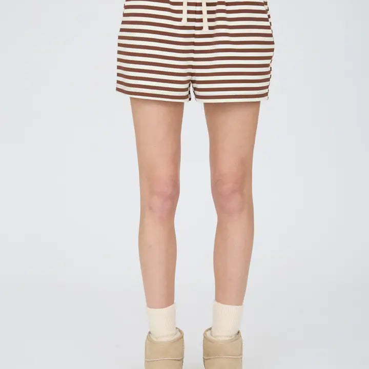 blu pepper striped contrast knit shorts