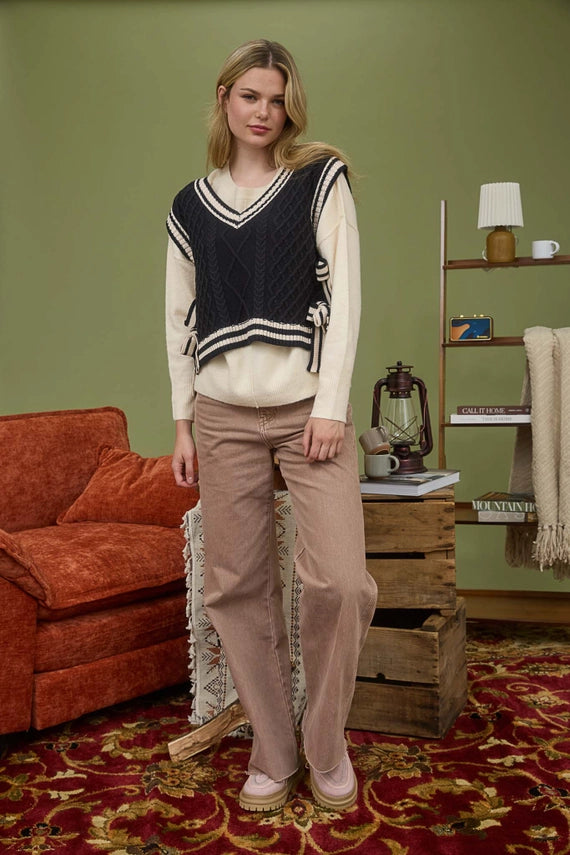 Blu Pepper Tie Knit Sweater Vest