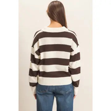 The Preppy Chic Rugby Stripe Polo Sweater