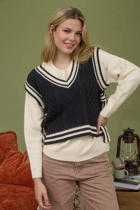 Blu Pepper Tie Knit Sweater Vest
