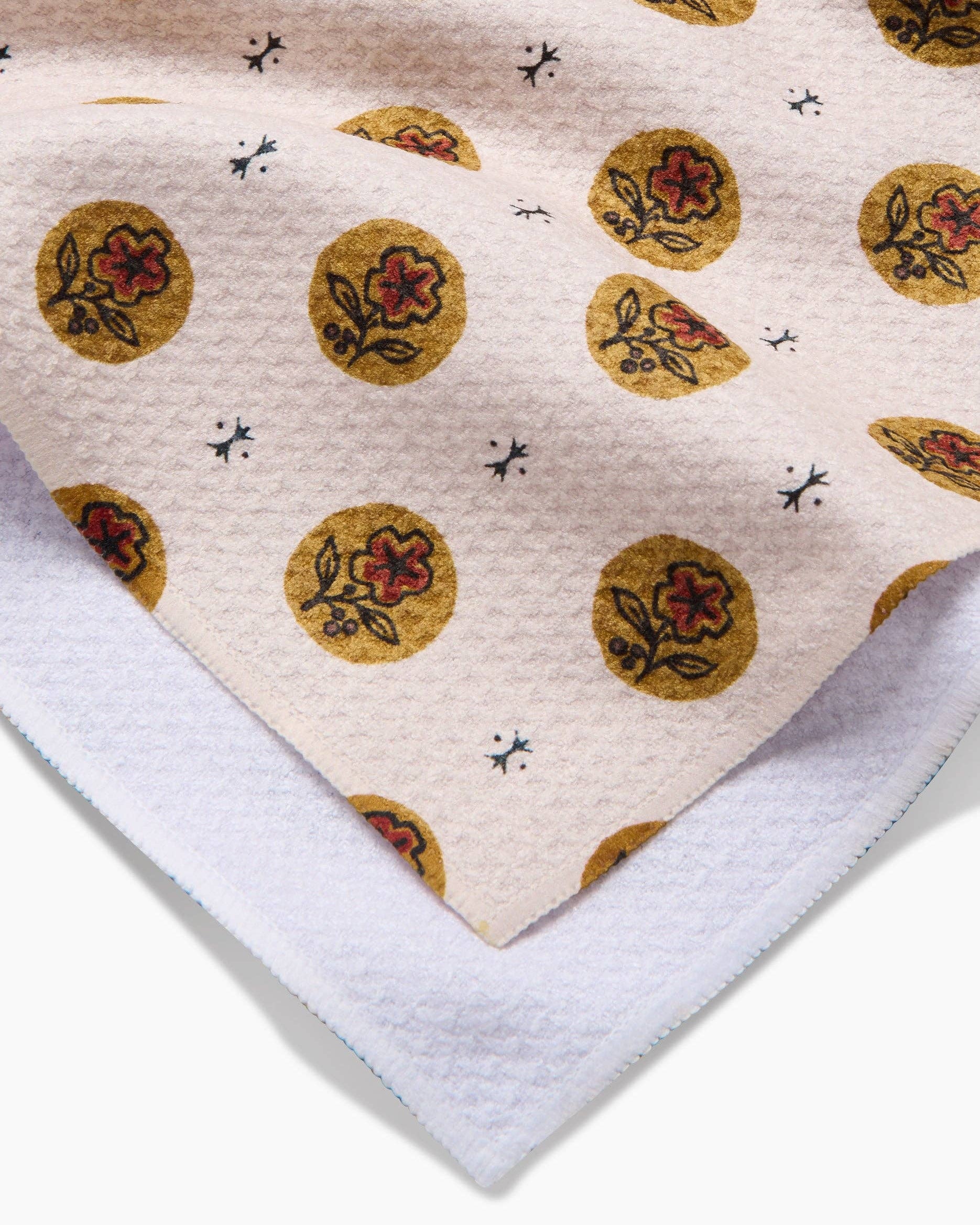 Artisanal Floral Cream Tea Towel