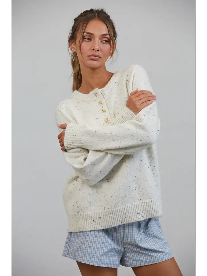 Honey Slouchy Henley Sweater