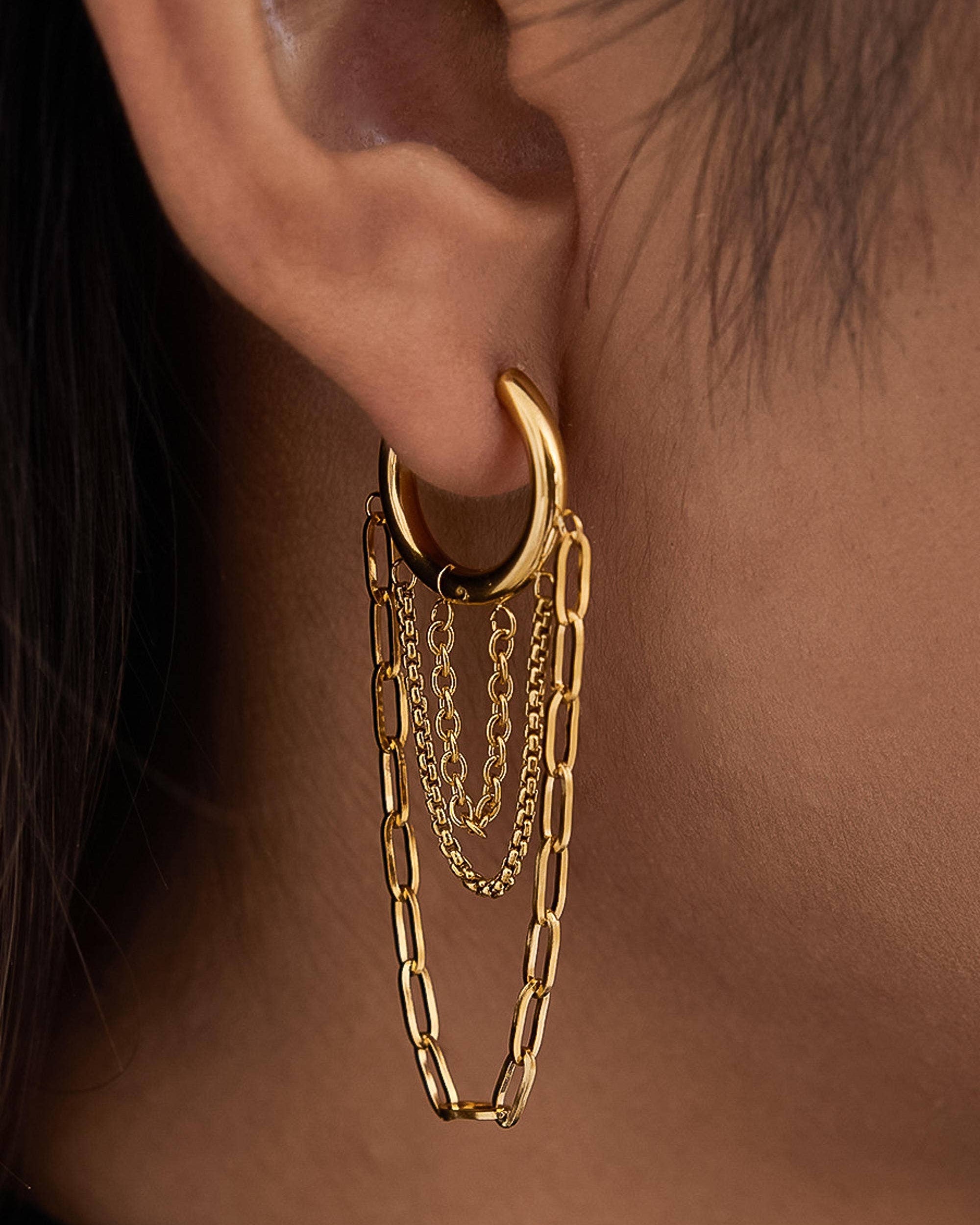 Vianne 18K Gold Non-Tarnish Multi Chain Drop Earrings