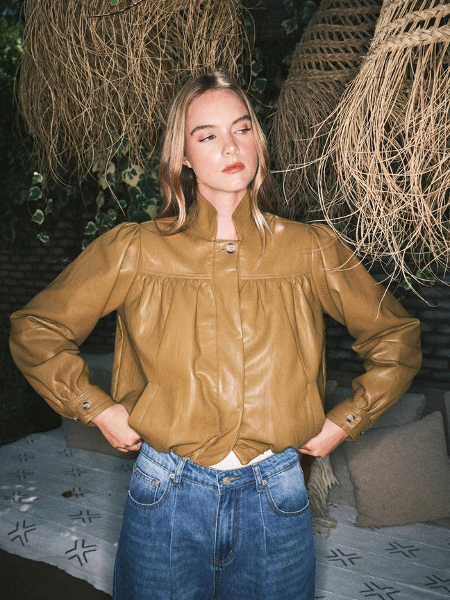 Super Soft Bobble Hem Vegan Leather Jacket