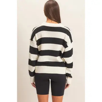 The Preppy Chic Rugby Stripe Polo Sweater