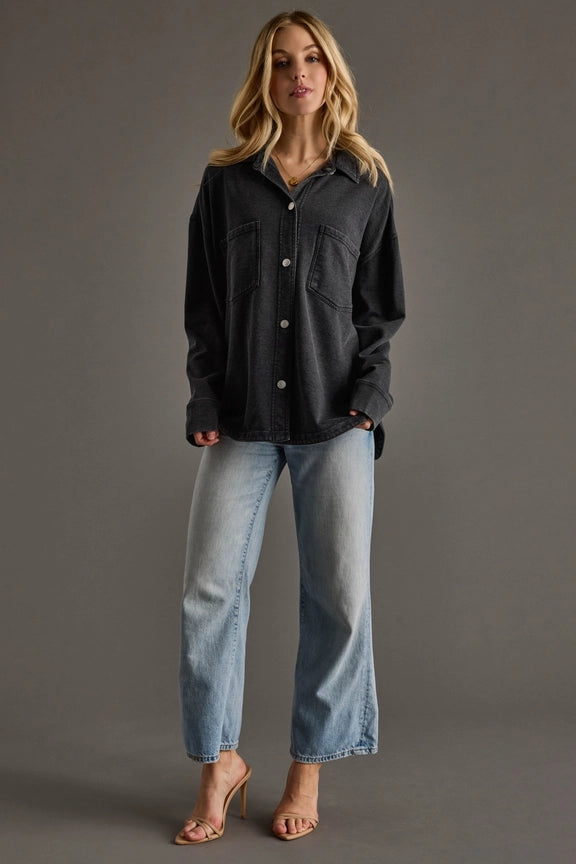 Black Super Soft Button Up