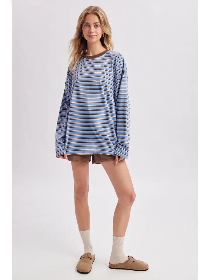 Piper Oversized Striped Crewneck Knit Top