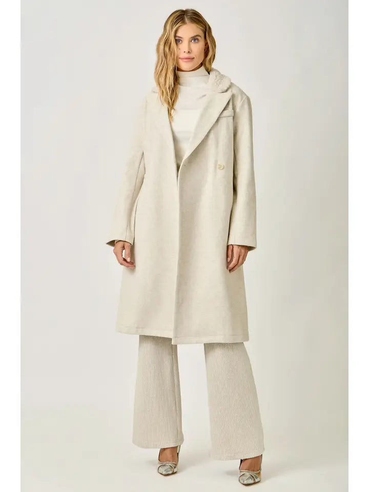 Mystree Fur Collar Long Coat