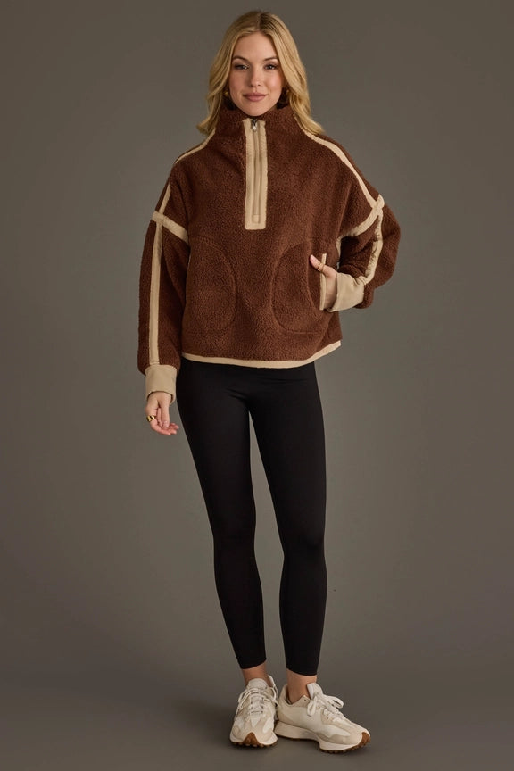 Cozy Relaxed Fit Half-Zip Sherpa Fleece Sweatshirt
