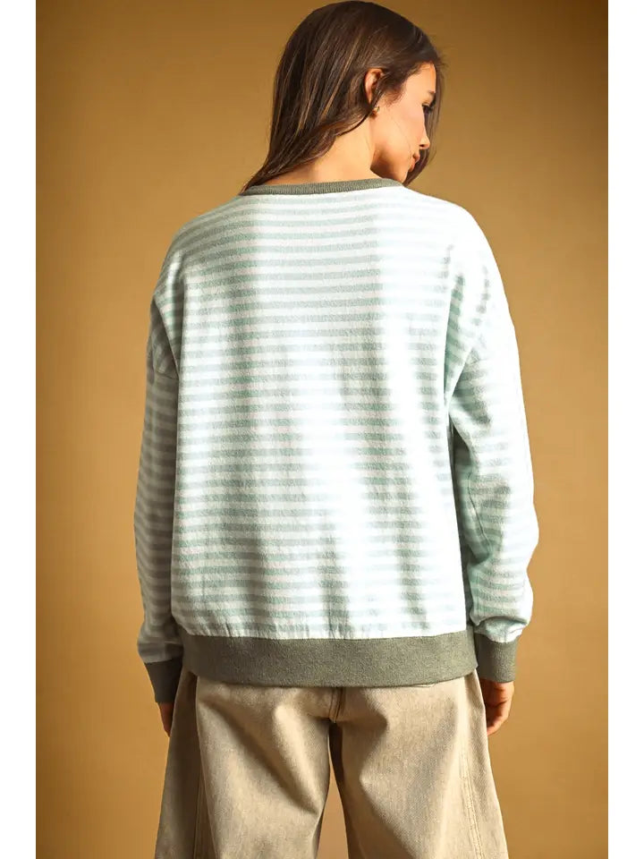 Striped Multi Color Contrast Knit Top