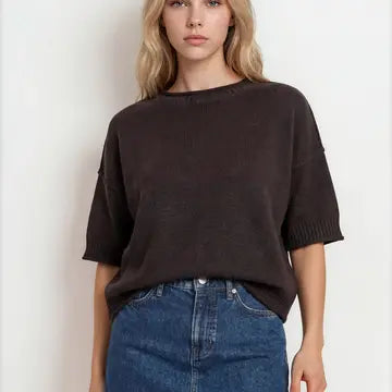 blu pepper drop shoulder short slve pullover