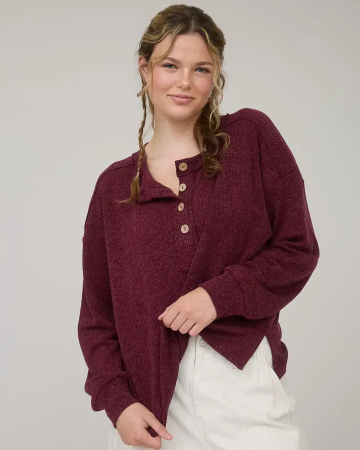 Blu Pepper Burgundy Henley