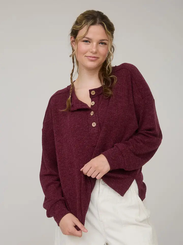 Blu Pepper Burgundy Henley