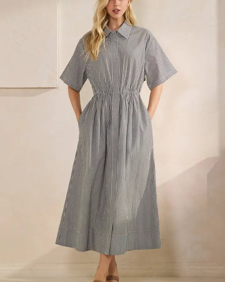 Tres Bien Striped Poplin Maxi Dress