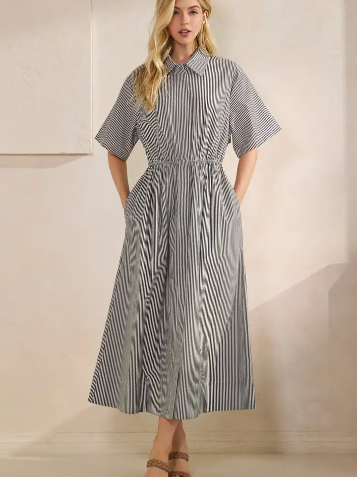 Tres Bien Striped Poplin Maxi Dress