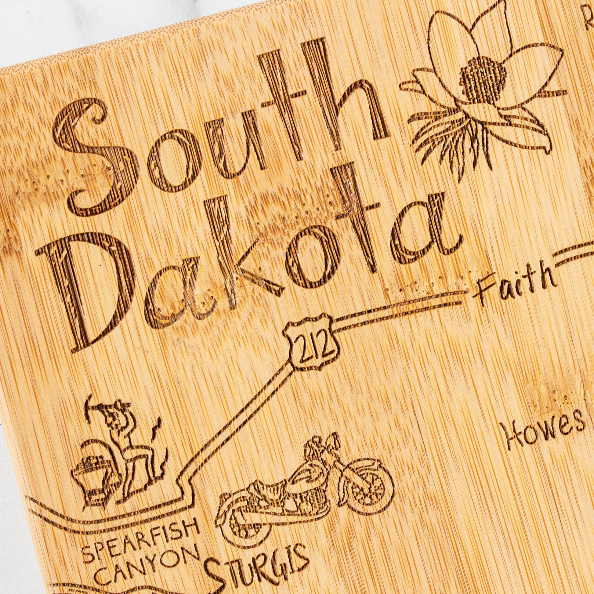 Destination South Dakota Cutting Board with Engraved Artwork