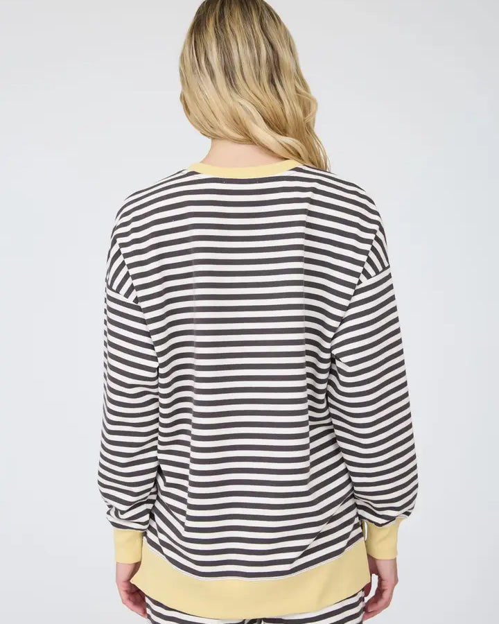 blu pepper striped contrast long slve top